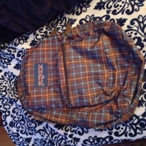 JANSPORT BACKPACK, Brown/Orange & Blue Plaid FINAL PRICE